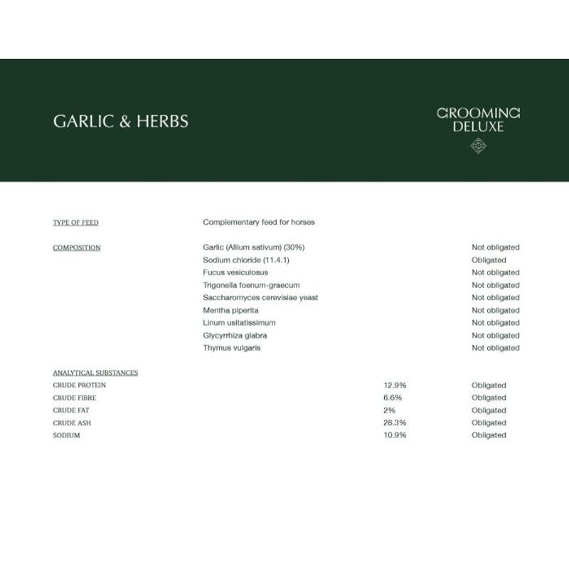 Grooming Deluxe Garlic & Herbs 1kg